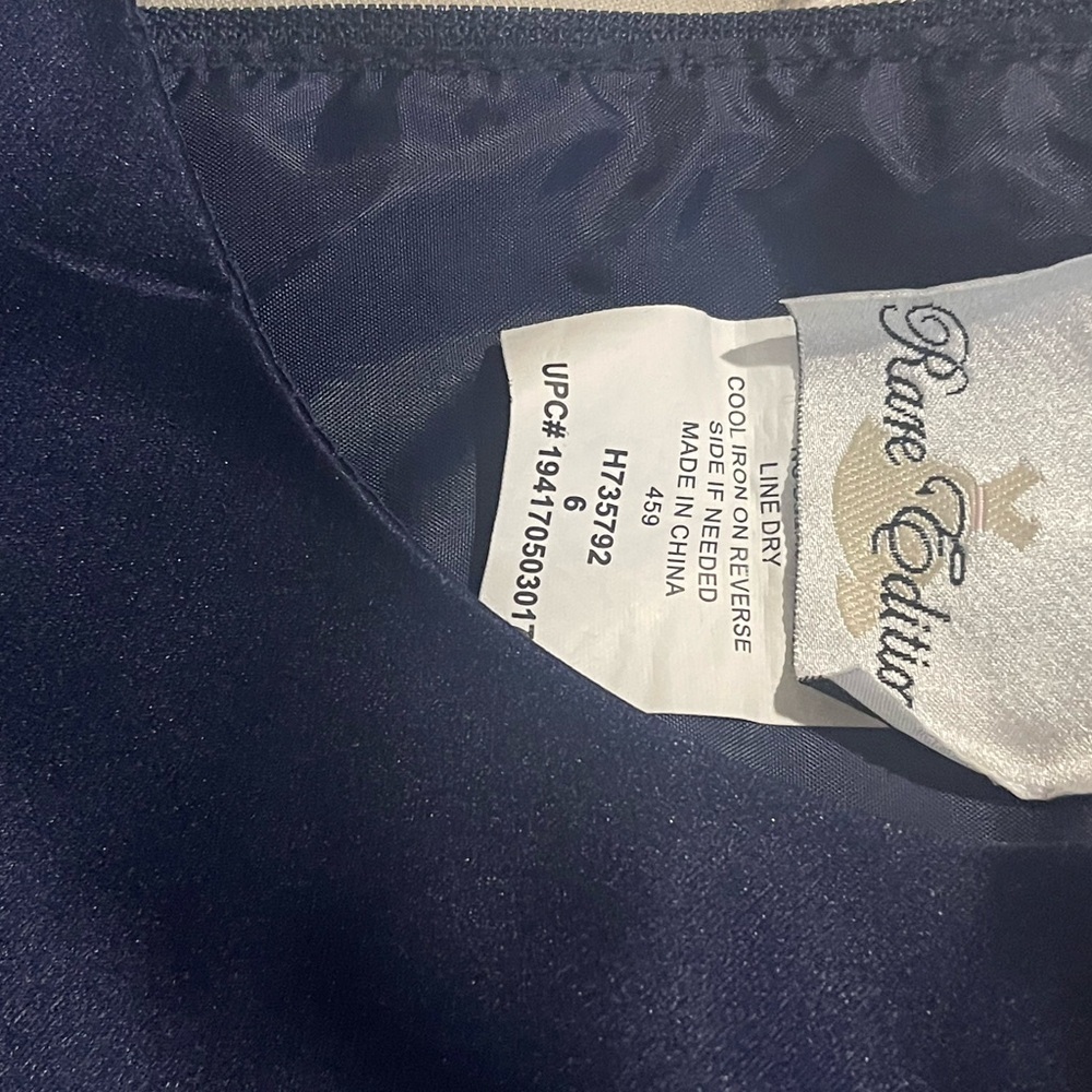Rare Editions Navy Dress with Gold Lace Overlay - Picture 5 of 7